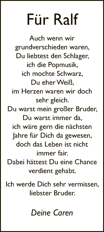 Traueranzeige von Ralf Kuhlmann von Neue Westfälische