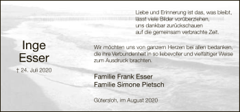 Traueranzeige von Inge Esser von Neue Westfälische