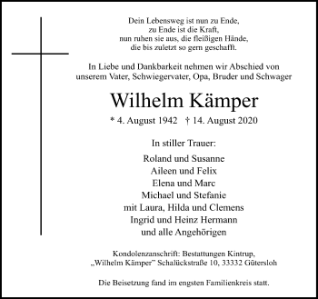 Traueranzeige von Wihlem Kämper von Neue Westfälische