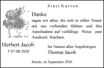 Traueranzeige von Herbert Jacob von Neue Westfälische