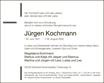 Traueranzeige von Jürgen Kochmann von Neue Westfälische