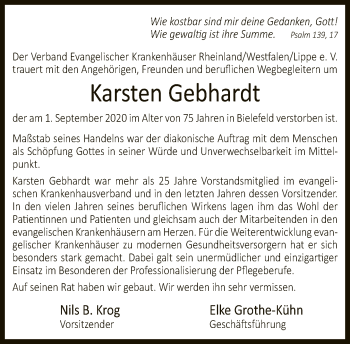 Traueranzeige von Karsten Gebhardt von Neue Westfälische