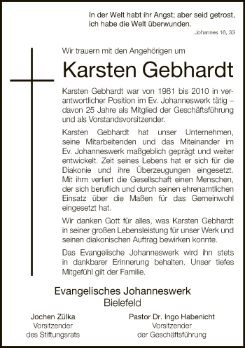 Traueranzeige von Karsten Gebhardt von Neue Westfälische