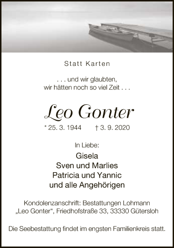 Traueranzeige von Leo Gonter von Neue Westfälische