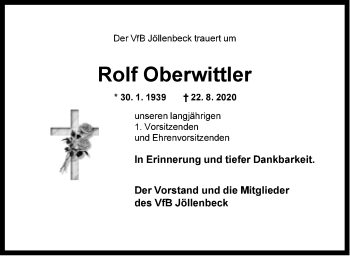 Traueranzeige von Rolf Oberwittler von Neue Westfälische