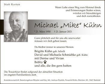 Traueranzeige von Michael Kühn von Neue Westfälische