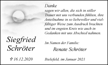 Traueranzeige von Siegfried Schröter von Neue Westfälische