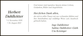 Traueranzeige von Herbert Dahlkötter von Neue Westfälische