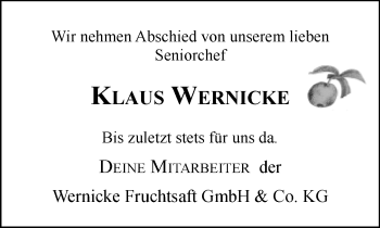 Traueranzeige von Klaus Wernicke von Neue Westfälische