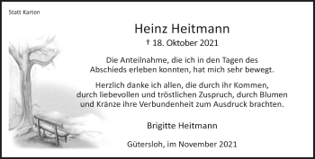 Traueranzeige von Heinz Heitmann von Neue Westfälische