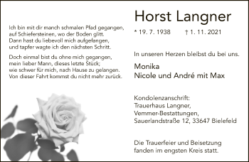 Traueranzeige von Horst Langner von Neue Westfälische
