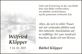 Traueranzeige von Wilfried Klöpper von Neue Westfälische