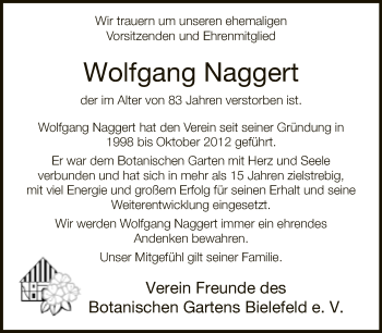 Traueranzeige von Wolfgang Naggert von Neue Westfälische