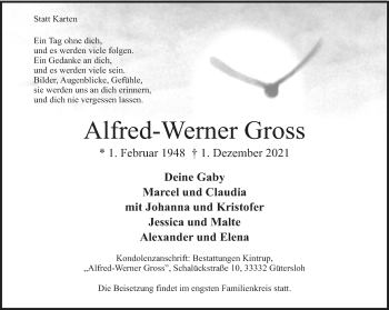 Traueranzeige von Alfred-Werner Gross von Neue Westfälische