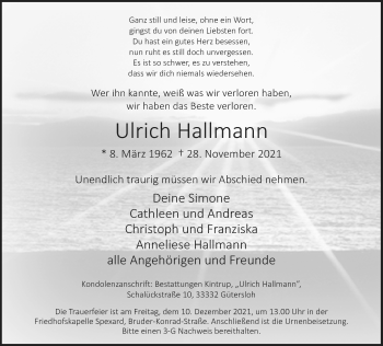 Traueranzeige von Ulrich Hallmann von Neue Westfälische