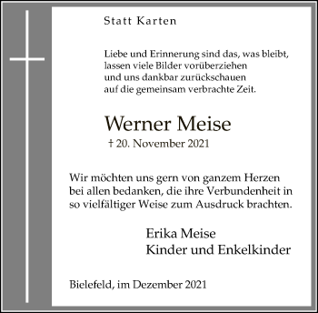 Traueranzeige von Werner Meise von Neue Westfälische