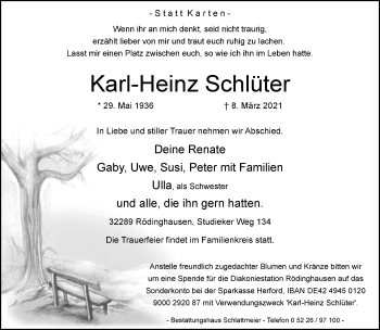 Traueranzeige von Karl-Heinz Schlüter von Neue Westfälische