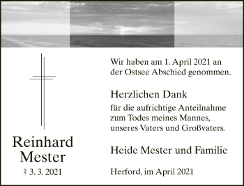 Traueranzeige von Reinhard Mester von Neue Westfälische