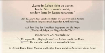 Traueranzeige von Robert Block von Neue Westfälische