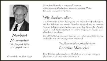 Traueranzeige von Norbert Masmeier von Neue Westfälische