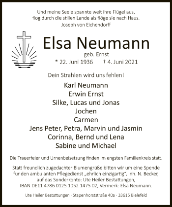 Traueranzeige von Elsa Neumann von Neue Westfälische