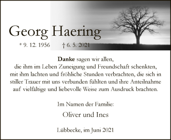 Traueranzeige von Georg Haering von Neue Westfälische