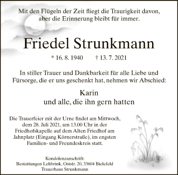 Traueranzeige von Friedel Strunkmann von Neue Westfälische