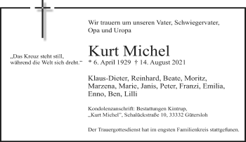 Traueranzeige von Kurt Michel von Neue Westfälische