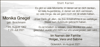 Traueranzeige von Monika Gnegel von Neue Westfälische