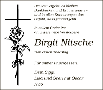 Traueranzeige von Birgit Nitsche von Neue Westfälische