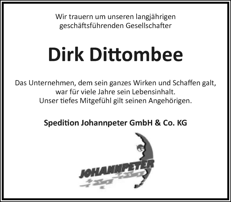  Traueranzeige für Dirk Dittombee vom 11.09.2021 aus Neue Westfälische