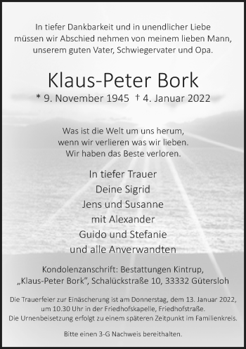 Traueranzeige von Klaus-Peter Bork von Neue Westfälische