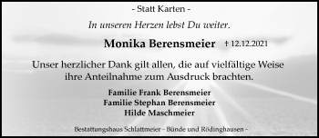 Traueranzeige von Monika Berensmeier von Neue Westfälische