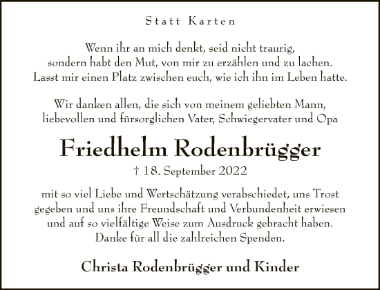Traueranzeige von Friedhelm Rodenbrügger von Neue Westfälische