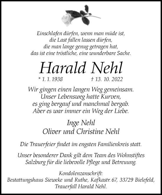 Traueranzeige von Harald Nehl