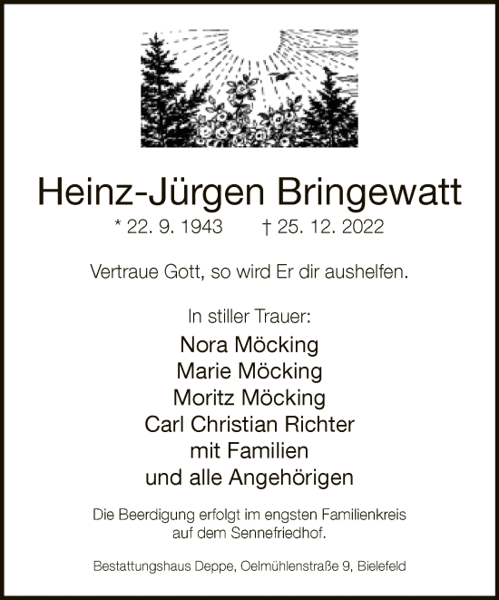 Traueranzeige von Heinz-Jürgen Bringewatt von Neue Westfälische