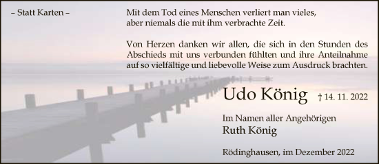 Traueranzeige von Udo König von Neue Westfälische