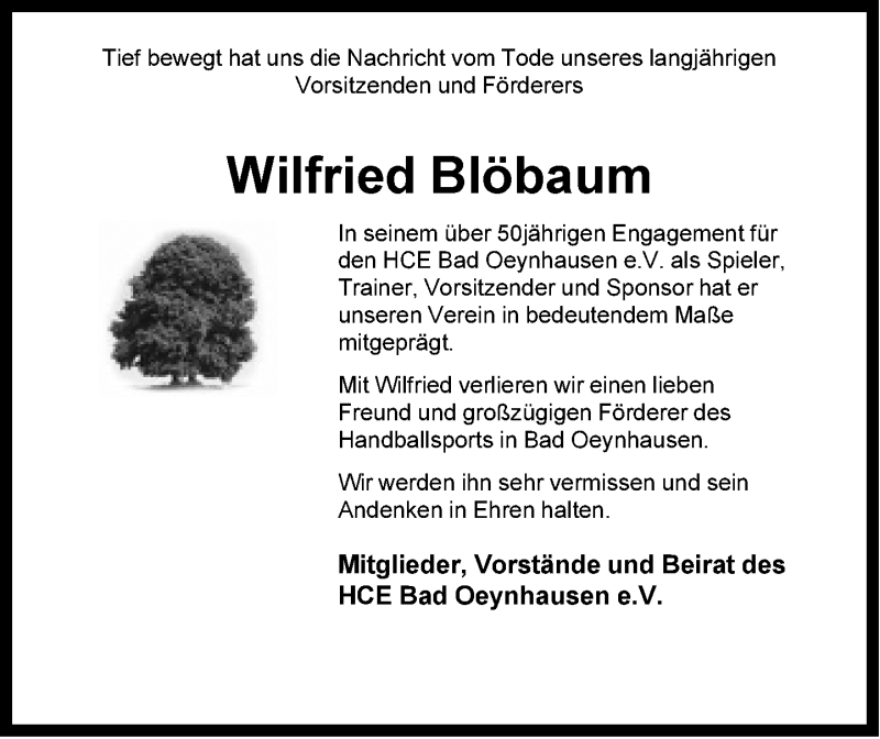 Traueranzeige für Wilfried Blöbaum vom 12.02.2022 aus Neue Westfälische