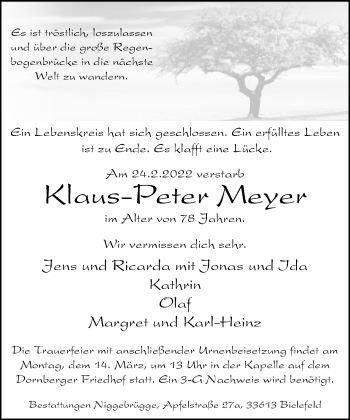 Traueranzeige von Klaus-Peter Meyer