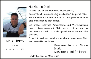 Traueranzeige von Maik Horey von Neue Westfälische
