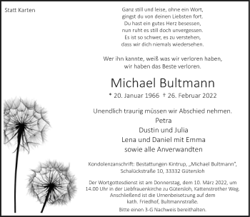 Traueranzeige von Michael Bultmann von Neue Westfälische
