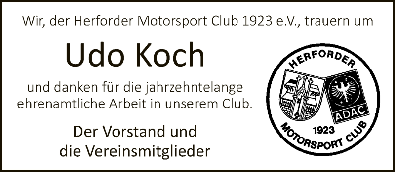  Traueranzeige für Udo Koch vom 05.03.2022 aus Neue Westfälische