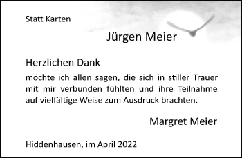 Traueranzeige von Jürgen Meier von Neue Westfälische