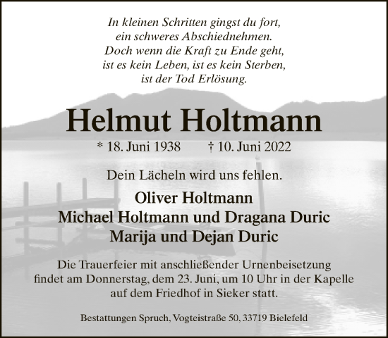 Traueranzeige von Helmut Holtmann von Neue Westfälische