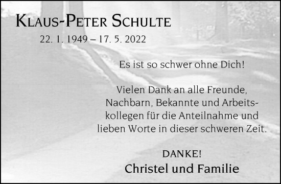 Traueranzeige von Klaus-Peter Schulte von Neue Westfälische