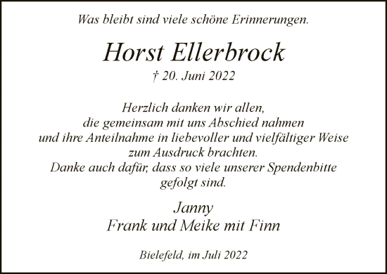 Traueranzeige von Horst Ellerbrock von Neue Westfälische