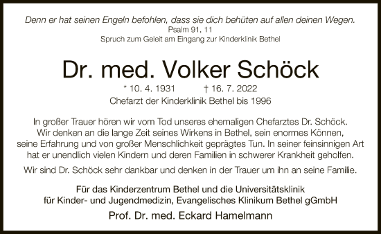 Traueranzeige von Volker Schöck von Neue Westfälische