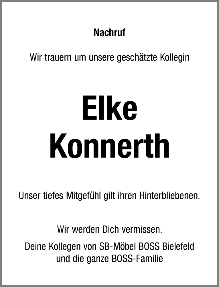  Traueranzeige für Elke Konnerth vom 16.08.2022 aus Neue Westfälische