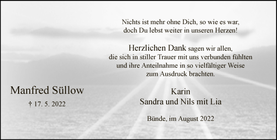 Traueranzeige von Manfred Süllow von Neue Westfälische