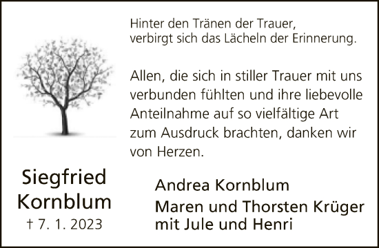 Traueranzeige von Siegfried Kornblum von Neue Westfälische